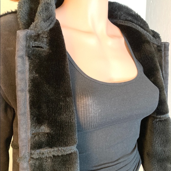 LG•BC CLOTHING ORIGINAL•SEXY•COZY BLACK COAT• - Picture 3 of 11